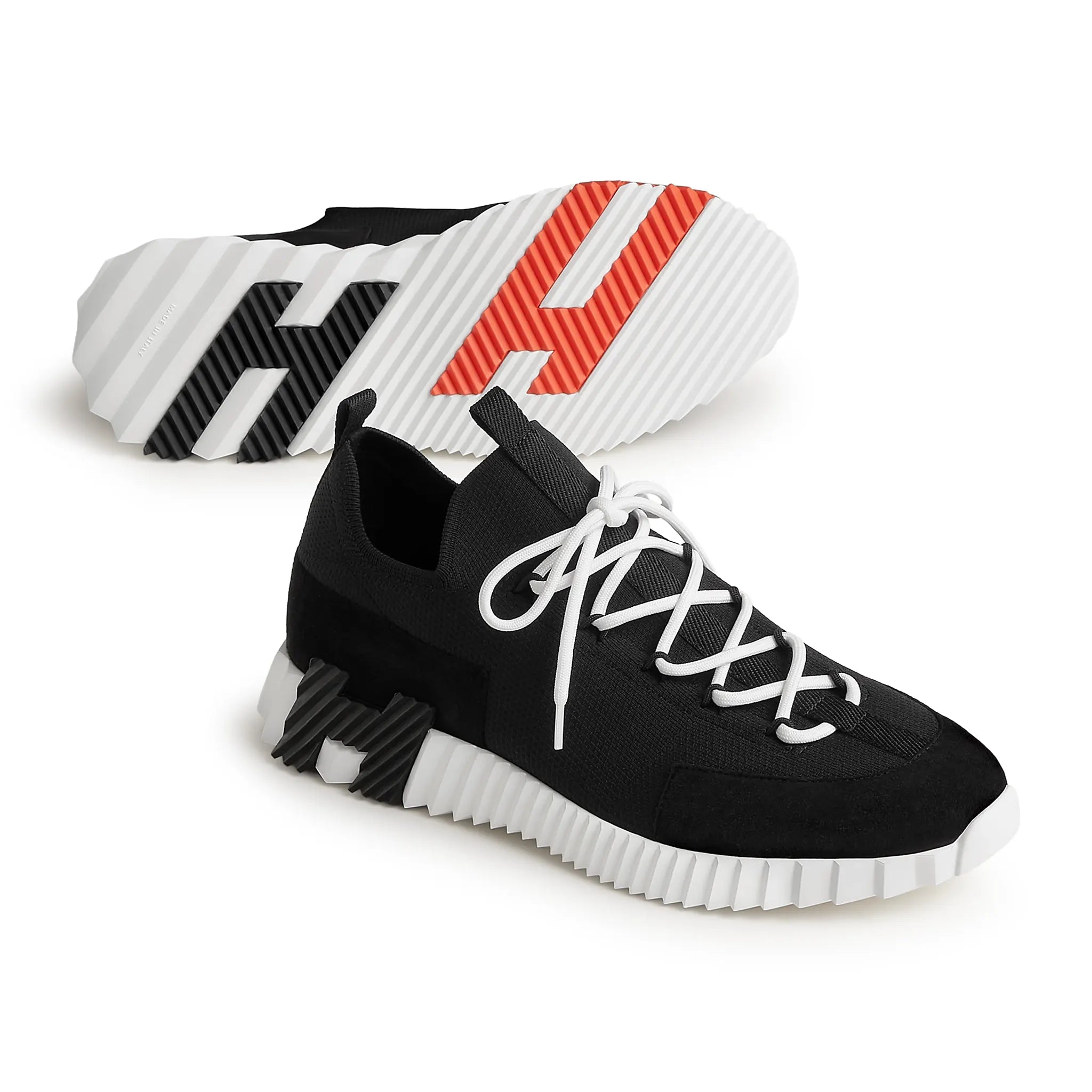 Sole Side View of Hermes Paris Lift Slip-On Blanc White Sneaker H252858ZH02415